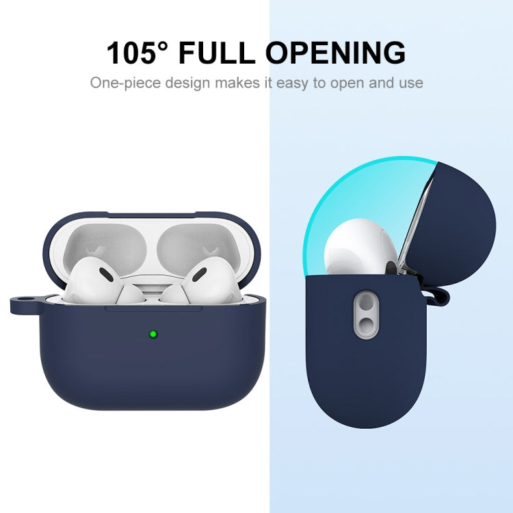 For Apple AirPods Pro 2 2022 ENKAY Thickened Silicone Protective Case with Keychain(Dark Blue) - For AirPods Pro 2 by ENKAY | Online Shopping UK | buy2fix