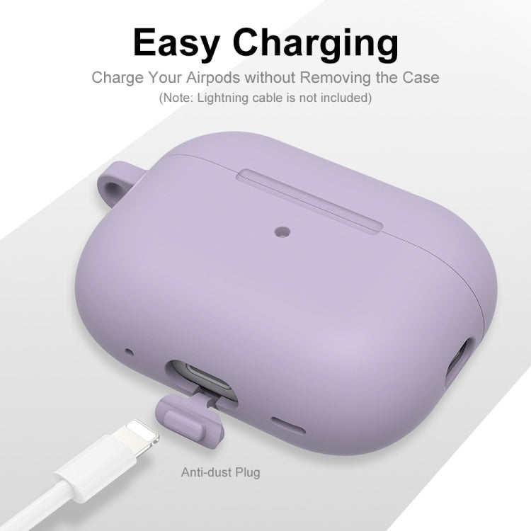 For Apple AirPods Pro 2 2022 ENKAY Thickened Silicone Protective Case with Keychain(Lavender Purple) - For AirPods Pro 2 by ENKAY | Online Shopping UK | buy2fix