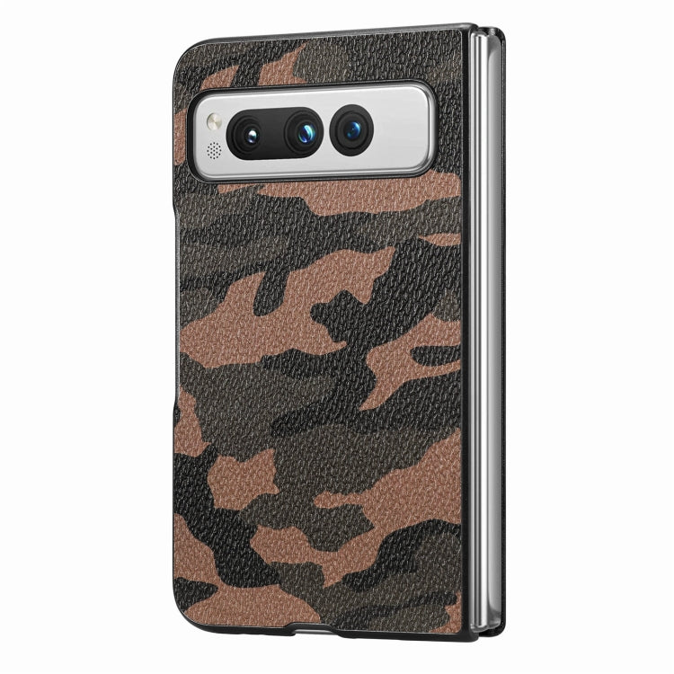 For Google Pixel Fold Camouflage Leather Back Cover Phone Case(Brown) - Google Cases by buy2fix | Online Shopping UK | buy2fix