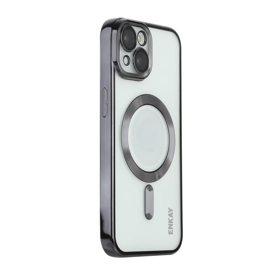 For iPhone 14 Plus ENKAY Electroplated MagSafe Shockproof TPU Phone Case with Lens Film(Black) - iPhone 14 Plus Cases by ENKAY | Online Shopping UK | buy2fix