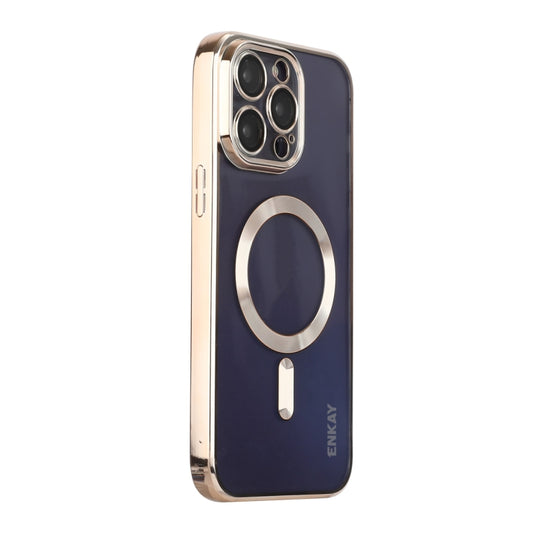 For iPhone 13 Pro ENKAY Electroplated MagSafe Shockproof TPU Phone Case with Lens Film(Gold) - iPhone 13 Pro Cases by ENKAY | Online Shopping UK | buy2fix