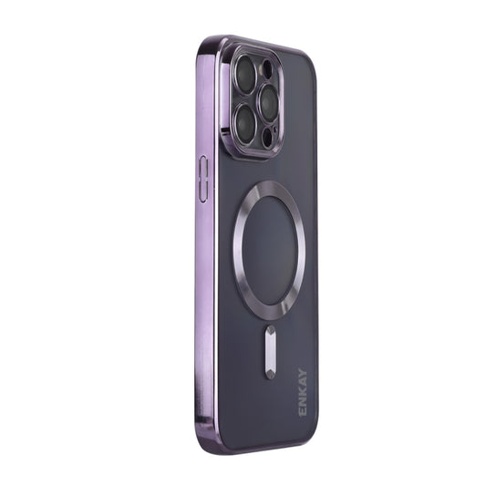For iPhone 13 Pro ENKAY Electroplated MagSafe Shockproof TPU Phone Case with Lens Film(Purple) - iPhone 13 Pro Cases by ENKAY | Online Shopping UK | buy2fix