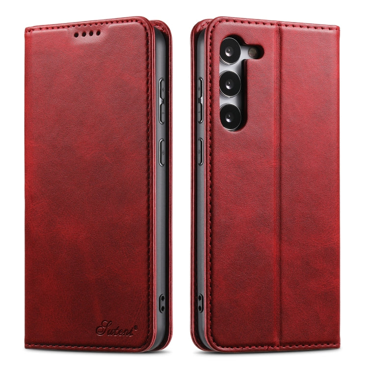 For Samsung Galaxy S24+ 5G Suteni Calf Texture Horizontal Flip Leather Phone Case(Red) - Galaxy S24+ 5G Cases by Suteni | Online Shopping UK | buy2fix