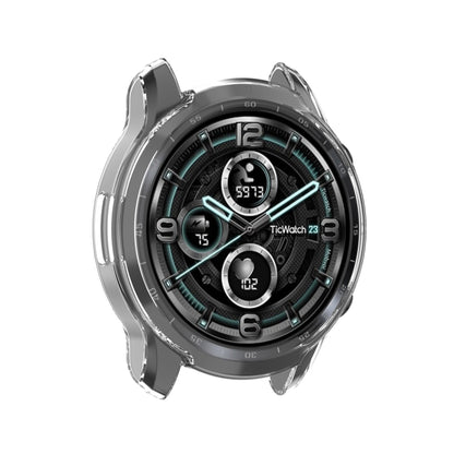 For Ticwatch Pro 3 Ultra TPU Color Transparent Half Wrapped Protective Shell(Transparent Black) - Watch Case by buy2fix | Online Shopping UK | buy2fix