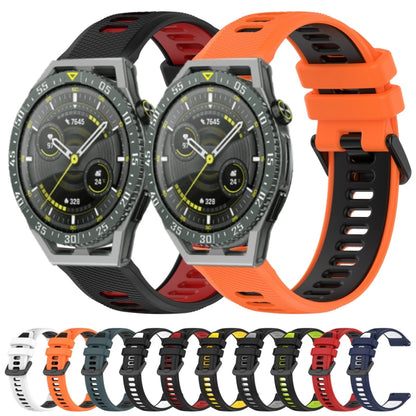 For Huawei Watch GT Runner 22mm Sports Two-Color Silicone Watch Band(Black+Grey) - Watch Bands by buy2fix | Online Shopping UK | buy2fix