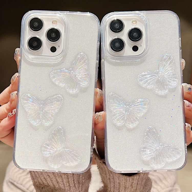 For iPhone 16 Pro Max Clear Crystal Butterflies TPU Phone Case(Transparent) - iPhone 16 Pro Max Cases by buy2fix | Online Shopping UK | buy2fix