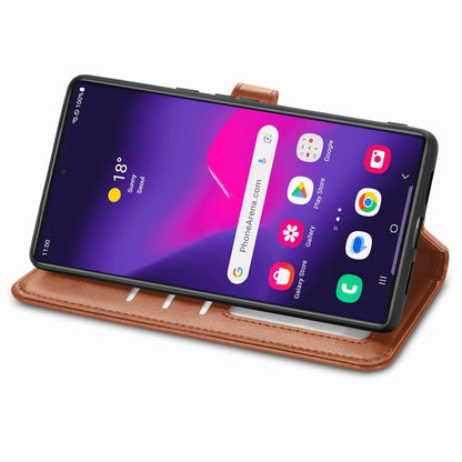 For Samsung Galaxy S25 Ultra 5G Retro Solid Color Buckle Leather Phone Case(Brown) - Galaxy S25 Ultra 5G Cases by buy2fix | Online Shopping UK | buy2fix