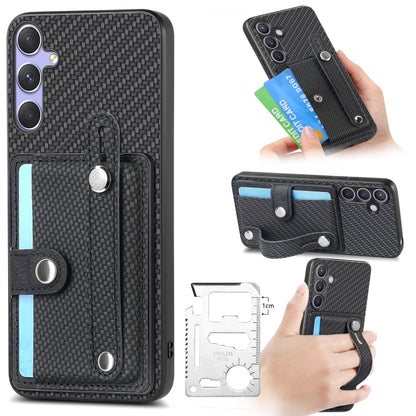 For Samsung Galaxy S25 5G Wristband Kickstand Wallet Back Phone Case with Tool Knife(Black) - Galaxy S25 5G Cases by buy2fix | Online Shopping UK | buy2fix