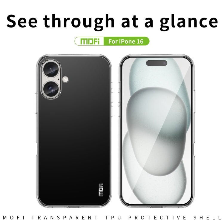 For iPhone 16 MOFI Ming Series Ultra-thin TPU Phone Case(Transparent) - iPhone 16 Cases by MOFI | Online Shopping UK | buy2fix