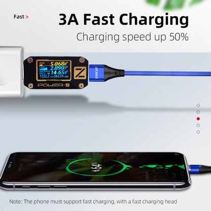 ENKAY 3A USB to Type-C Magnetic Fast Charging Data Cable with LED Light, Length:2m(Blue) - Charging Cable & Head by ENKAY | Online Shopping UK | buy2fix