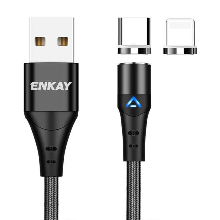 ENKAY 2 in 1 3A USB to 8 Pin + Type-C Magnetic Fast Charging Data Cable, Length:1m(Black) - Charging Cable & Head by ENKAY | Online Shopping UK | buy2fix