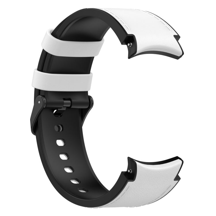 For Samsung Galaxy Watch 6 Classic Silicone Leather Black Buckle Watch Band(White) - Watch Bands by buy2fix | Online Shopping UK | buy2fix