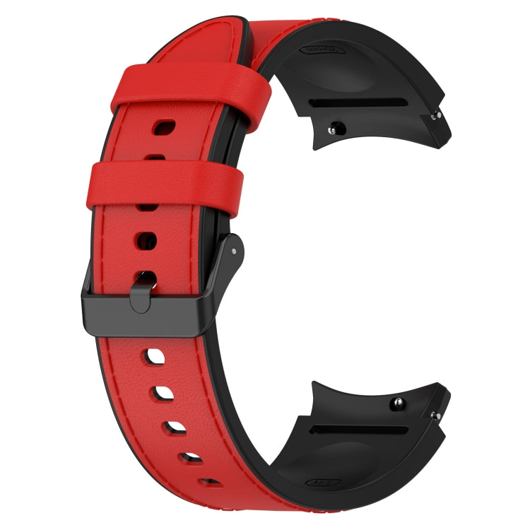 For Samsung Galaxy Watch 6 Classic Silicone Leather Black Buckle Watch Band(Red) - Watch Bands by buy2fix | Online Shopping UK | buy2fix