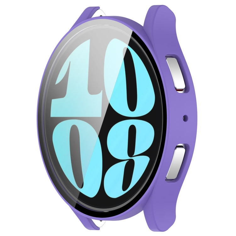 For Samsung Galaxy Watch6 44mm PC + Tempered Film Integrated Watch Protective Case(Purple) - Watch Cases by buy2fix | Online Shopping UK | buy2fix