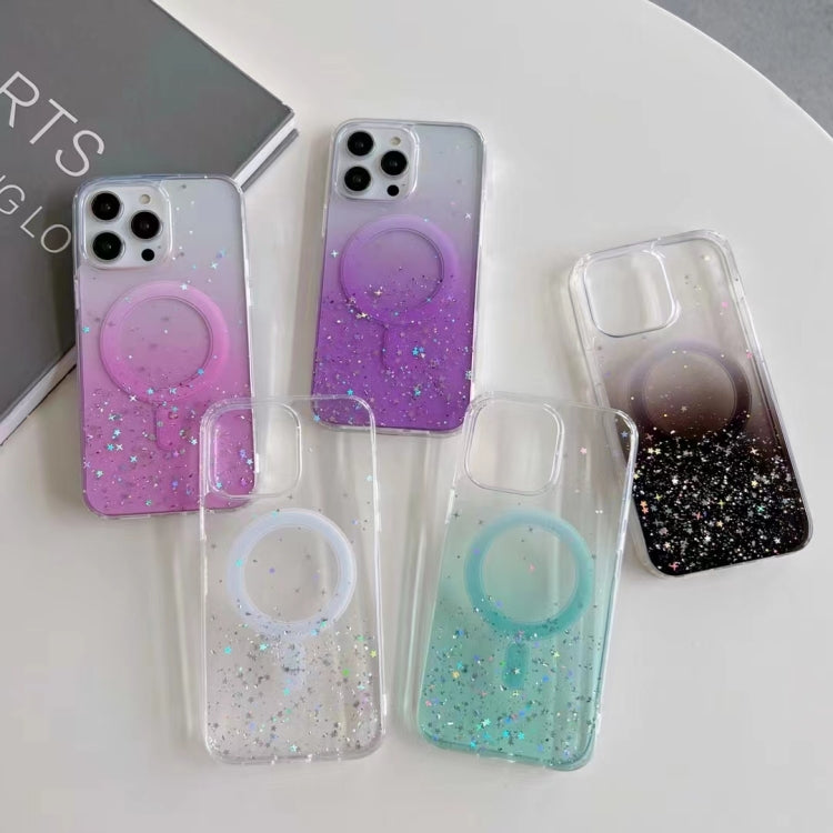 For iPhone 13 MagSafe Glitter Hybrid Clear TPU Phone Case(Black) - iPhone 13 Cases by buy2fix | Online Shopping UK | buy2fix