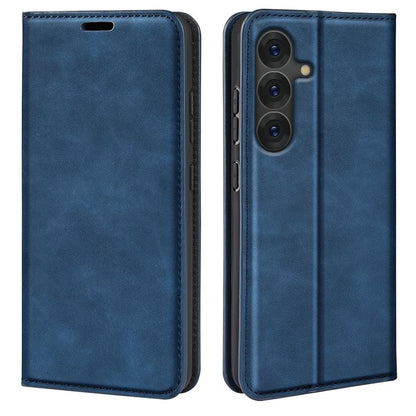 For Samsung Galaxy S25+ 5G Retro-skin Magnetic Suction Leather Phone Case(Dark Blue) - Galaxy S25+ 5G Cases by buy2fix | Online Shopping UK | buy2fix