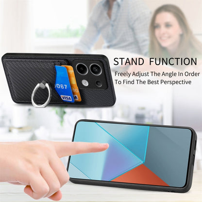 For Xiaomi Redmi Note 13 Pro+ Carbon Fiber Card Wallet Ring Holder Phone Case(Black) - Note 13 Pro+ Cases by buy2fix | Online Shopping UK | buy2fix