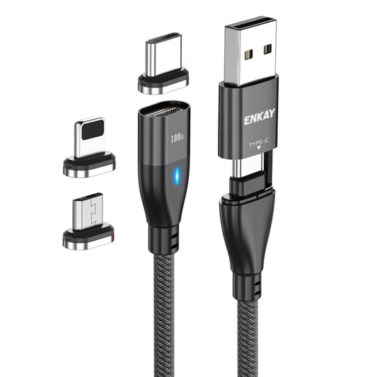 ENKAY 6-in-1 PD100W USB-A / Type-C to Type-C / 8 Pin / Micro USB Magnetic Fast Charging Cable, Cable Length:2m(Black) - Charging Cable & Head by ENKAY | Online Shopping UK | buy2fix