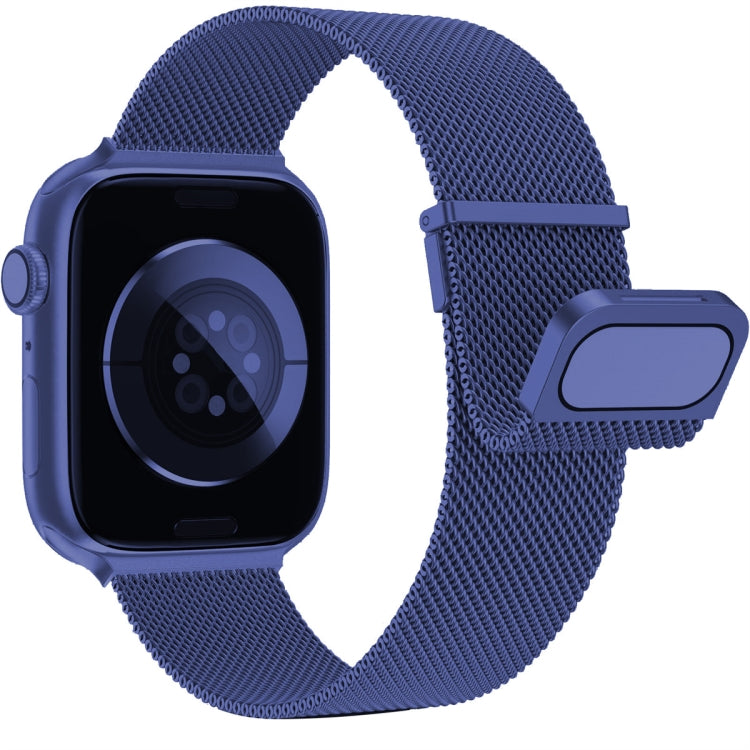 For Apple Watch SE 44mm Milan Double Magnetic Steel Mesh Watch Band(Blue) - Watch Bands by buy2fix | Online Shopping UK | buy2fix