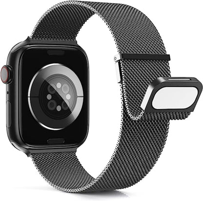 For Apple Watch 5 44mm Milan Double Magnetic Steel Mesh Watch Band(Gray) - Watch Bands by buy2fix | Online Shopping UK | buy2fix