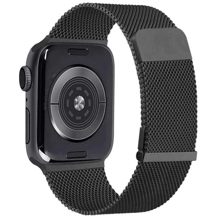 For Apple Watch 3 42mm Milan Double Magnetic Steel Mesh Watch Band(Black) - Watch Bands by buy2fix | Online Shopping UK | buy2fix