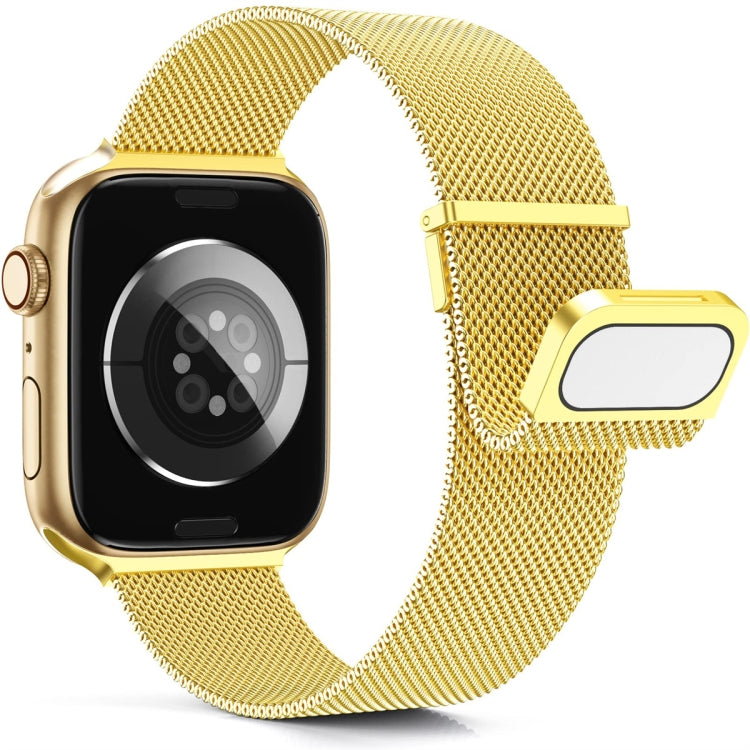 For Apple Watch 42mm Milan Double Magnetic Steel Mesh Watch Band(Gold) - Watch Bands by buy2fix | Online Shopping UK | buy2fix