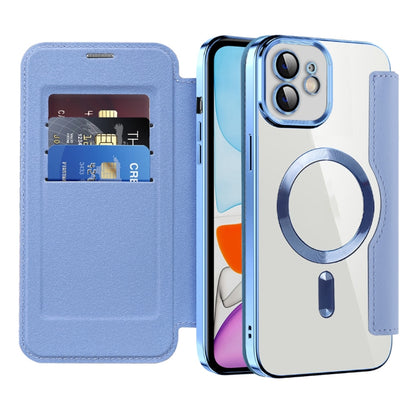For iPhone 13 Pro Max Shield Magsafe RFID Anti-theft Rhombus Leather Phone Case(Blue) - iPhone 13 Pro Max Cases by buy2fix | Online Shopping UK | buy2fix