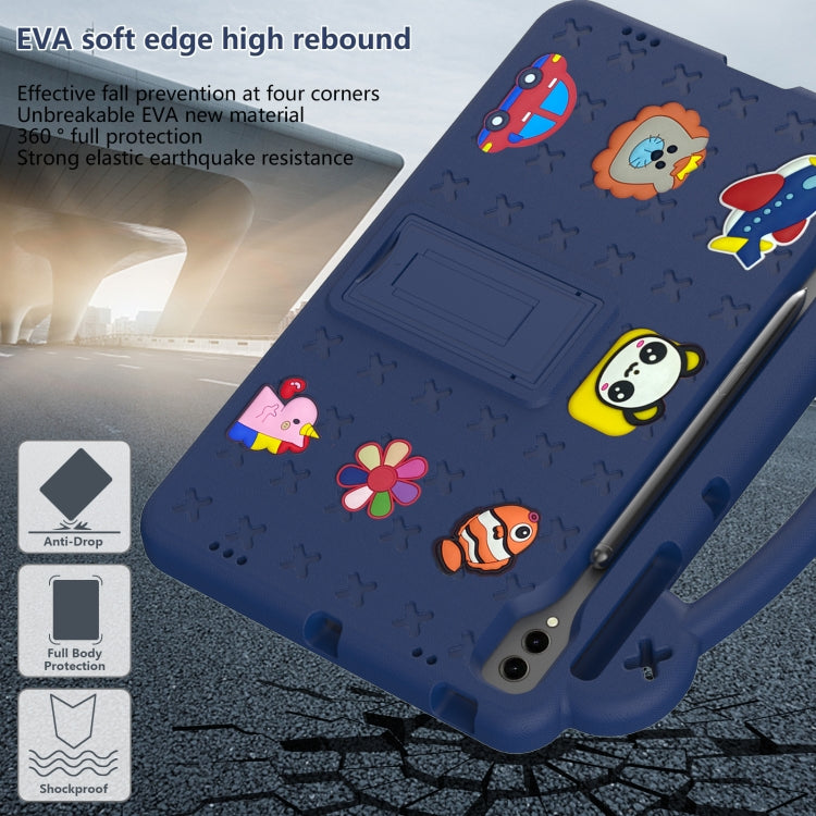 For Samsung Galaxy Tab S9 FE+ 12.4 X610N Handle Kickstand Children EVA Shockproof Tablet Case(Navy Blue) - Galaxy Tab S9 FE+ by buy2fix | Online Shopping UK | buy2fix