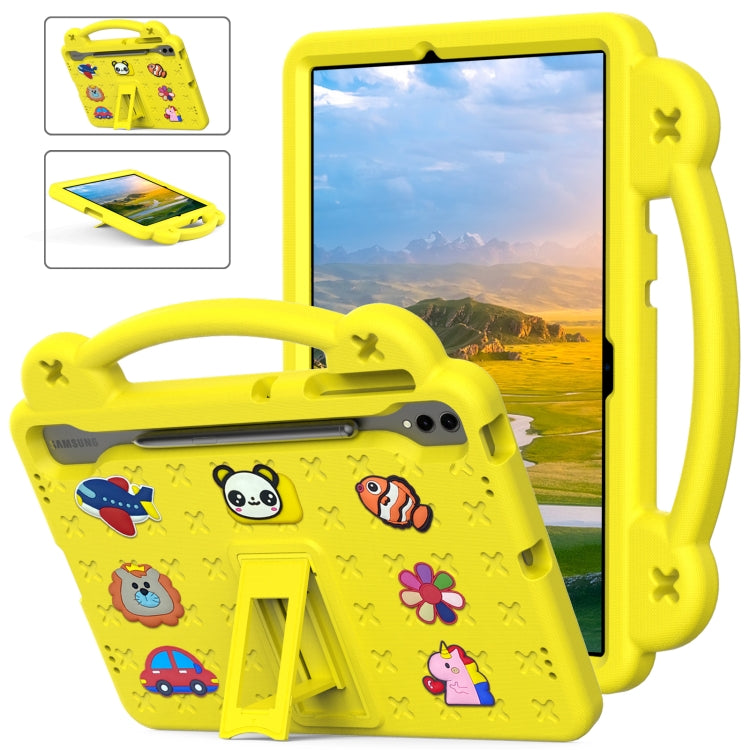 For Samsung Galaxy Tab S7+ / T970/T975/T976 Handle Kickstand Children EVA Shockproof Tablet Case(Yellow) - Tab S7+ T970 / T976B by buy2fix | Online Shopping UK | buy2fix