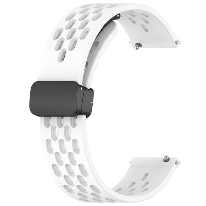 For Amazfit Pop 20mm Folding Magnetic Clasp Silicone Watch Band(White) - Watch Bands by buy2fix | Online Shopping UK | buy2fix