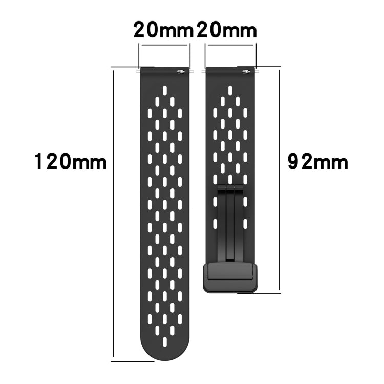 For Amazfit GTS 4 Mini 20mm Folding Magnetic Clasp Silicone Watch Band(Dark Green) - Watch Bands by buy2fix | Online Shopping UK | buy2fix