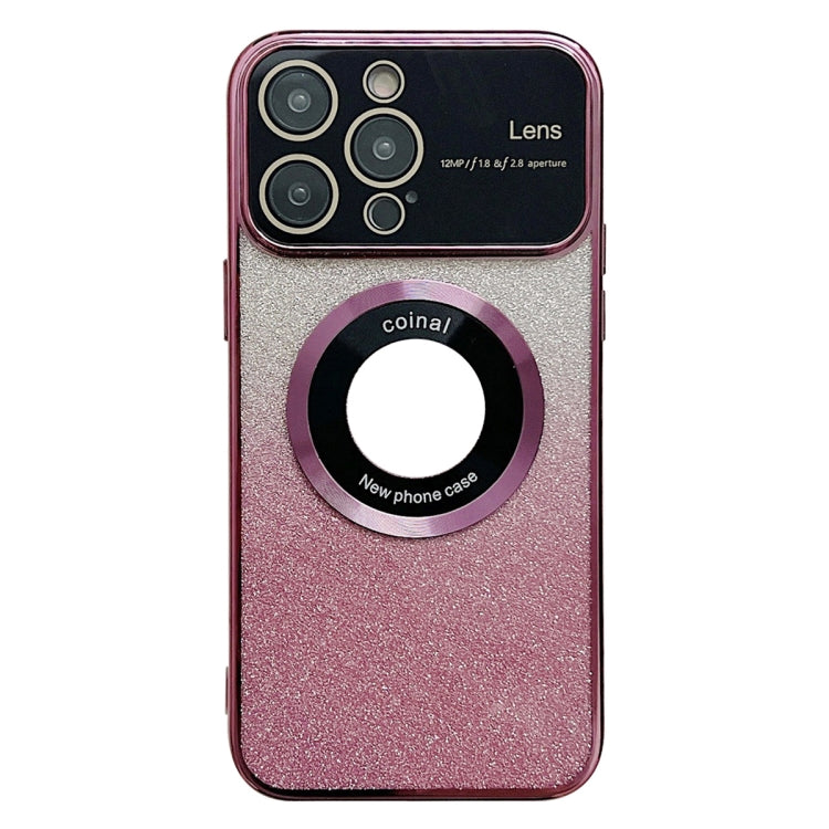 For iPhone 15 Pro Large Window MagSafe Gradient Glitter Electroplating TPU Phone Case(Rose Red) - iPhone 15 Pro Cases by buy2fix | Online Shopping UK | buy2fix