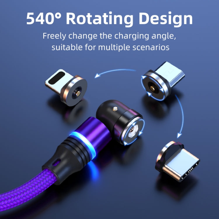 ENKAY 3 in 1 2.4A USB to Type-C / 8 Pin / Micro USB Magnetic 540 Degrees Rotating Charging Cable, Length:2m(Purplele) - Charging Cable & Head by ENKAY | Online Shopping UK | buy2fix