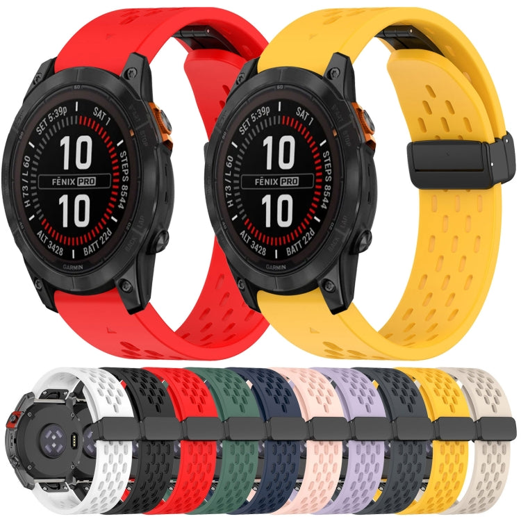 For Garmin Fenix 6S Pro 20mm Folding Buckle Hole Silicone Watch Band(Black) - Watch Bands by buy2fix | Online Shopping UK | buy2fix