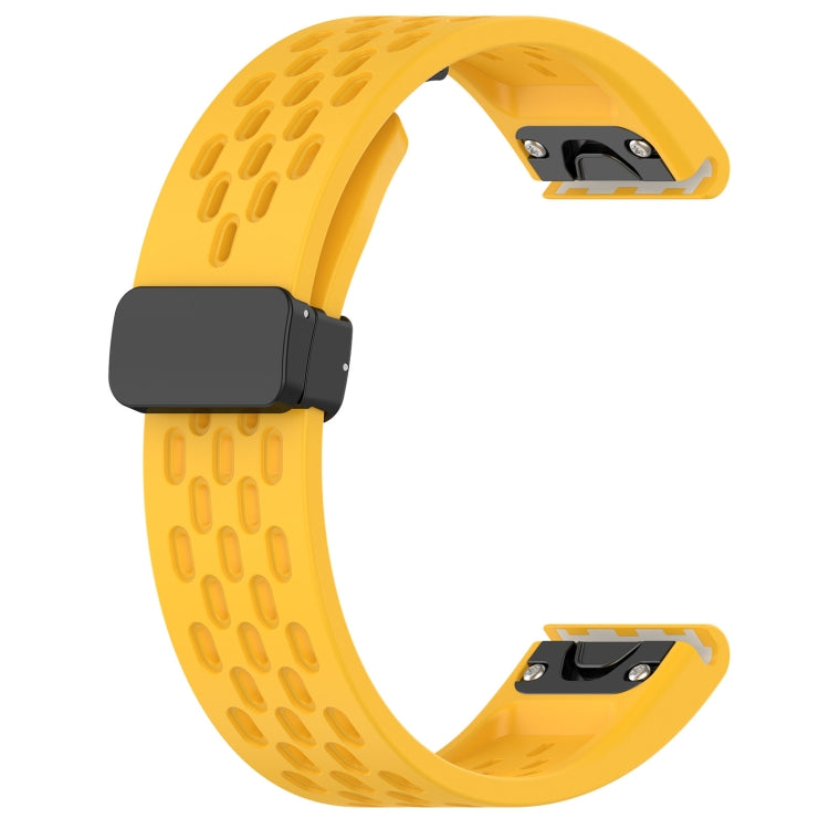 For Garmin Enduro 2 / Enduro Quick Release Holes Magnetic Buckle Silicone Watch Band(Yellow) - Watch Bands by buy2fix | Online Shopping UK | buy2fix