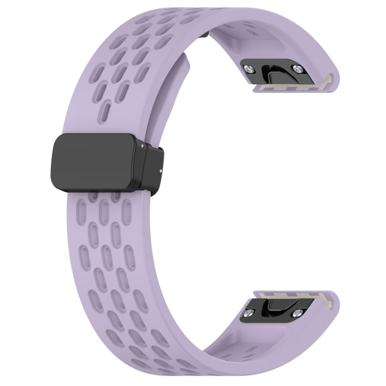 For Garmin Fenix 6X Sapphire GPS Quick Release Holes Magnetic Buckle Silicone Watch Band(Purple) - Watch Bands by buy2fix | Online Shopping UK | buy2fix