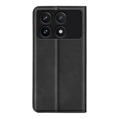 For Xiaomi Redmi K70 Retro-skin Magnetic Suction Leather Phone Case(Black) - K70 Cases by buy2fix | Online Shopping UK | buy2fix