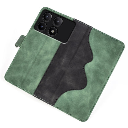 For Xiaomi Redmi K70E Stitching Horizontal Flip Leather Phone Case(Green) - K70E Cases by buy2fix | Online Shopping UK | buy2fix