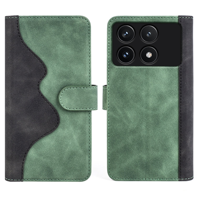 For Xiaomi Redmi K70 Stitching Horizontal Flip Leather Phone Case(Green) - K70 Cases by buy2fix | Online Shopping UK | buy2fix