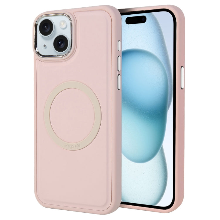 For iPhone 15 Plus Imitation Liquid Skin Feel Plating Magsafe Phone Case(Pink) - iPhone 15 Plus Cases by buy2fix | Online Shopping UK | buy2fix