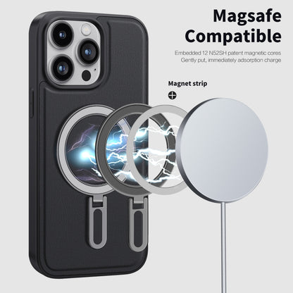 For iPhone 15 Plus Shield MagSafe Magnetic Holder Phone Case(Blue) - iPhone 15 Plus Cases by buy2fix | Online Shopping UK | buy2fix