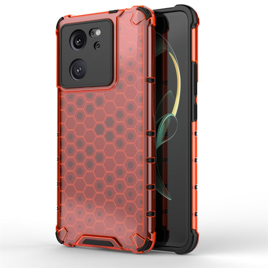 For Xiaomi 13T Shockproof Honeycomb Phone Case(Red) - Xiaomi Cases by buy2fix | Online Shopping UK | buy2fix