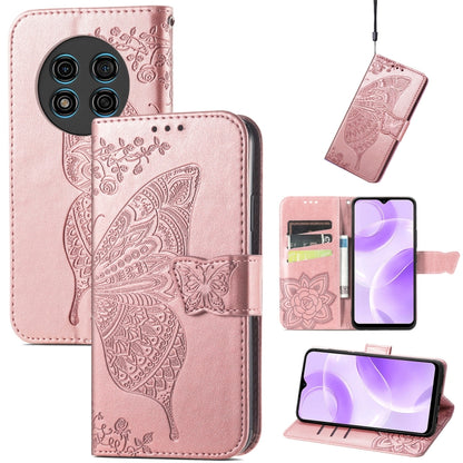 For Ulefone Note 15 Butterfly Love Flower Embossed Leather Phone Case(Rose Gold) - Ulefone Cases by buy2fix | Online Shopping UK | buy2fix