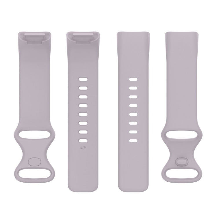 For Fitbit Charge 6 Solid Color Butterfly Buckle Silicone Watch Band, Size:L Size(Light Purple) - Watch Bands by buy2fix | Online Shopping UK | buy2fix