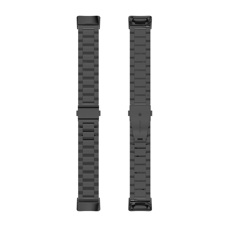 For Fitbit Charge 6 Three Beads Stainless Steel Metal Watch Band(Black) - Watch Bands by buy2fix | Online Shopping UK | buy2fix