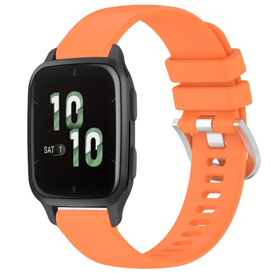 For Garmin Venu SQ2 Liquid Glossy Silver Buckle Silicone Watch Band(Orange) - Watch Bands by buy2fix | Online Shopping UK | buy2fix