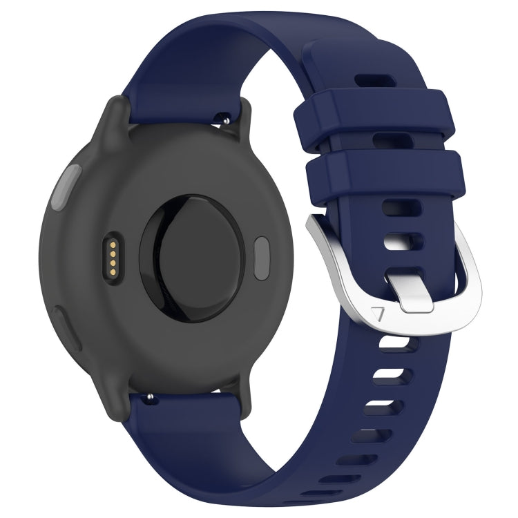 For Garmin Vivoactive3 / 3 Music Liquid Glossy Silver Buckle Silicone Watch Band(Dark Blue) - Watch Bands by buy2fix | Online Shopping UK | buy2fix