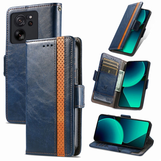 For Xiaomi 13T / 13T Pro CaseNeo Splicing Dual Magnetic Buckle Leather Phone Case(Blue) - Xiaomi Cases by buy2fix | Online Shopping UK | buy2fix