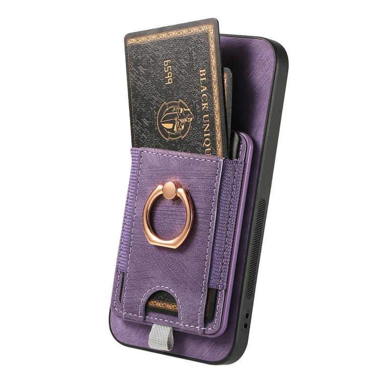 For Samsung Galaxy S25 5G Retro Splitable Magnetic Card Bag Leather Phone Case(Purple) - Galaxy Phone Cases by buy2fix | Online Shopping UK | buy2fix