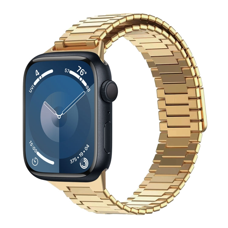 For Apple Watch Series 9 45mm Bamboo Magnetic Stainless Steel Metal Watch Strap(Gold) - Watch Bands by buy2fix | Online Shopping UK | buy2fix